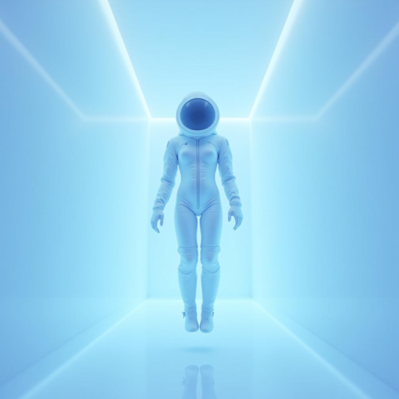 Astronaut floating in luxury space environment